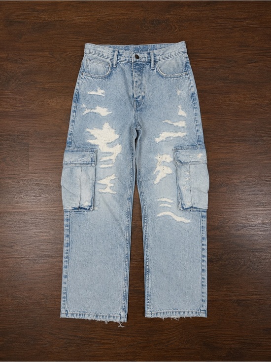 Liu Jo Denim - Liu Jo Light Blue Distressed Cargo Ankle Jeans Sz 29